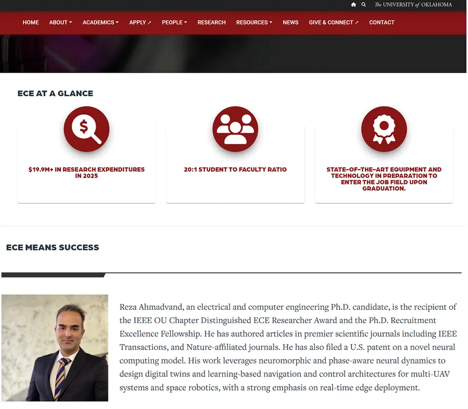  Reza Ahmadvand on being featured on ECE website homepage